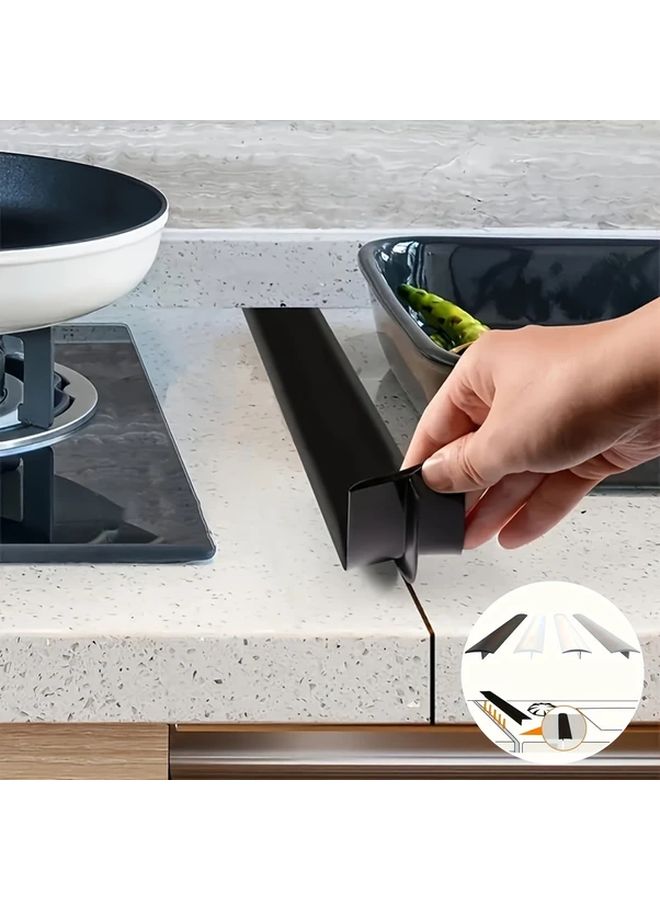 2pcs Black 21 Inch Silicone Stove Seam Cover Heat Resistant Gap Filler for Stoves and Countertops - Image 2