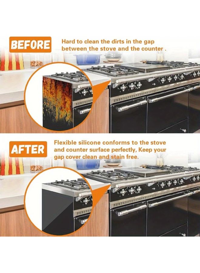 2pcs Black 21 Inch Silicone Stove Seam Cover Heat Resistant Gap Filler for Stoves and Countertops - Image 5