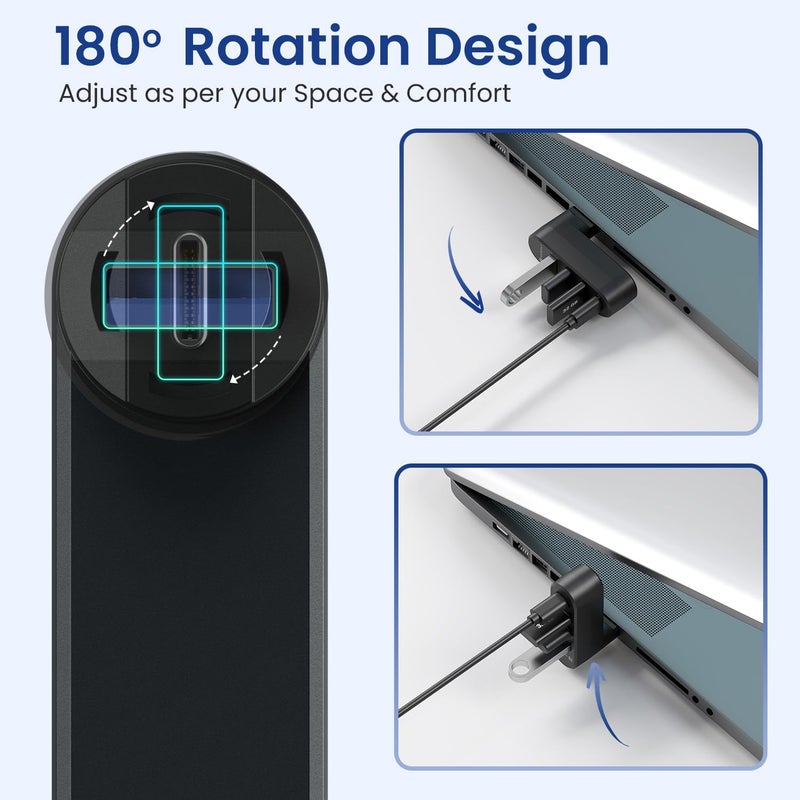 Portronics محور USB دوار Mport Spin C 4 في 1 مع موصل Type-C، USB 3.0، 2X USB 2.0 ومنفذ بيانات Type-C، تصميم دوار بزاوية 180°، نقل بيانات عالي السرعة، توصيل وتشغيل، مدمج وقابل للحمل - Image 3