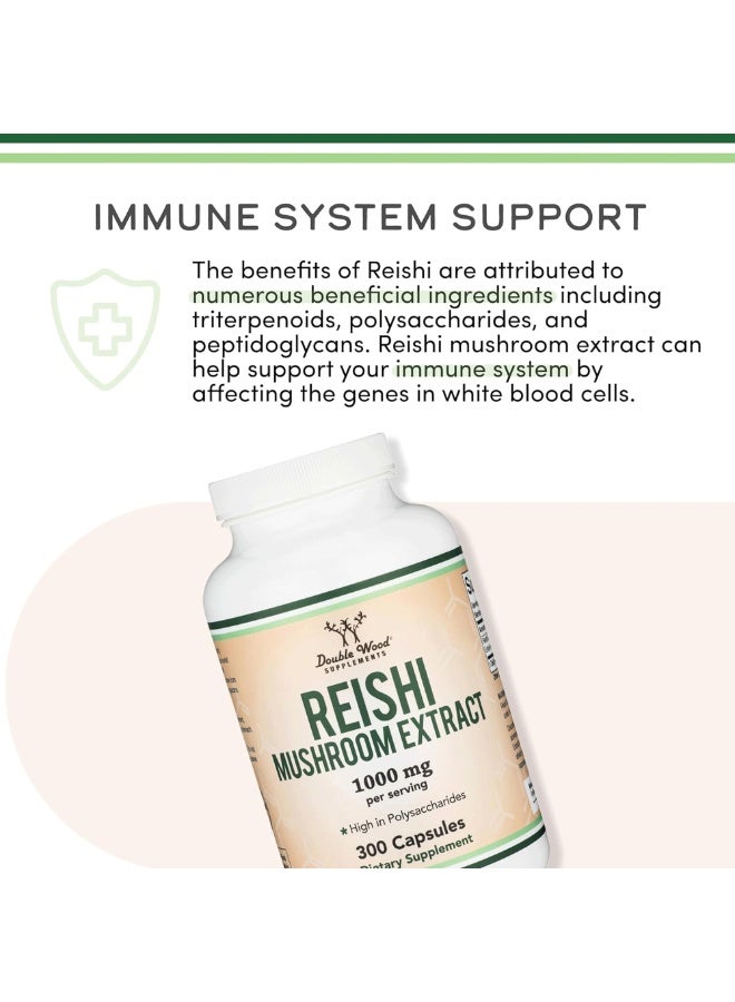 Double Wood Supplements Reishi Mushroom Capsules – 300 Count (4:1 Ganoderma Extract, 1,000 mg Servings) Double Wood Supplements - Image 5