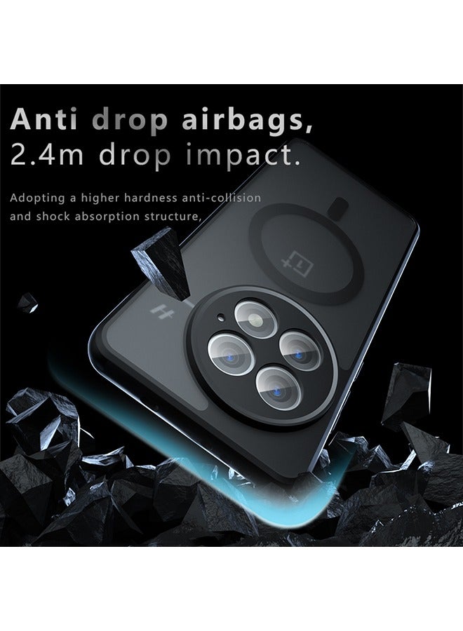 Magnetic Case for OnePlus 13 5G, Frosted Translucent Back Protective Slim Phone Cover, Anti-Fingerprints, Anti-Fall Drop Protection, Shockproof Case for OnePlus 13 5G (Black)  - Image 2