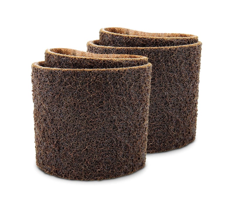 CS Unitec | PTX Coarse Fleece Nonwoven Sleeve | Abrasive Grit Torque Grinder Tool Attachment for Scratch Removal|3-1/2" Diameter x 4" Wide, Brown, (Pack of 4 - Image 3