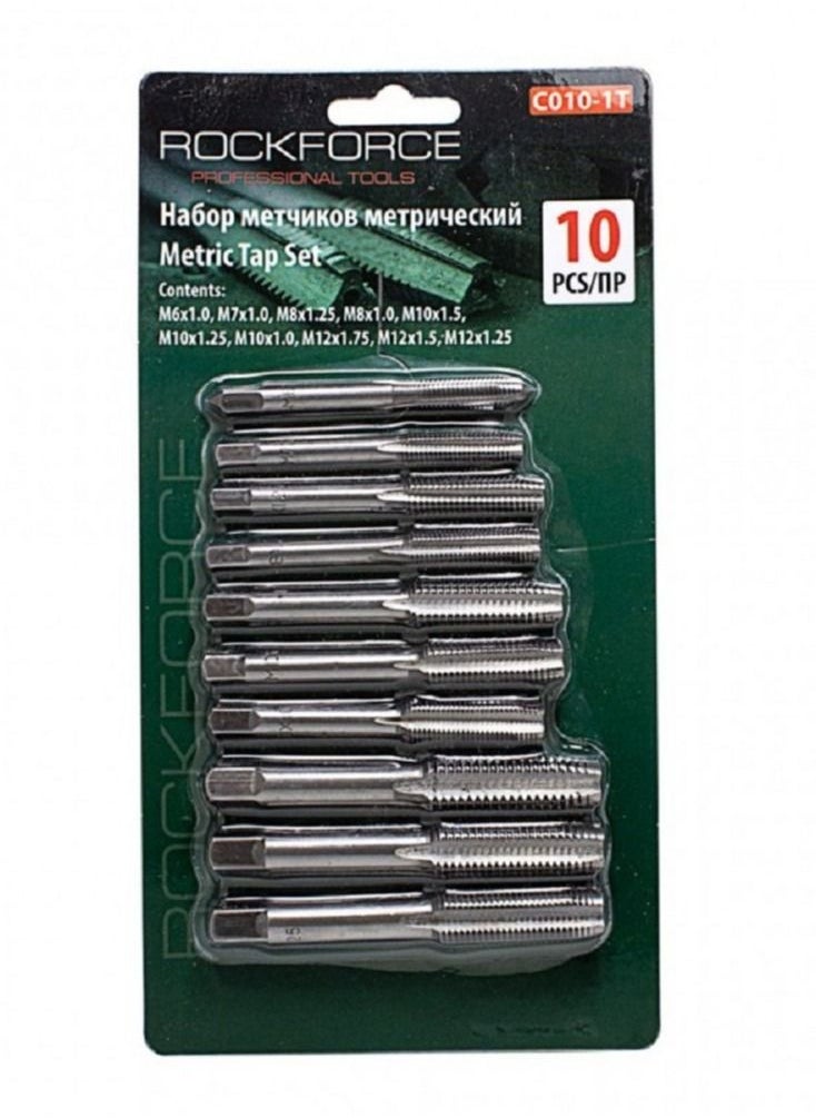 ROCKFORCE ROCKFORCE Alloy Steel Manual Metric Tap Set in Blister 10 pcs  - Image 1