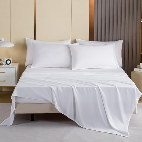 Lavisun Twin Flat Sheets Only, 6 Pack Soft Brushed Microfiber Bedding Sheets for Hotel, Massage, Hospital, Home, Dorm, Bulk Flat Sheets Only Twin Size (White) - Image 2