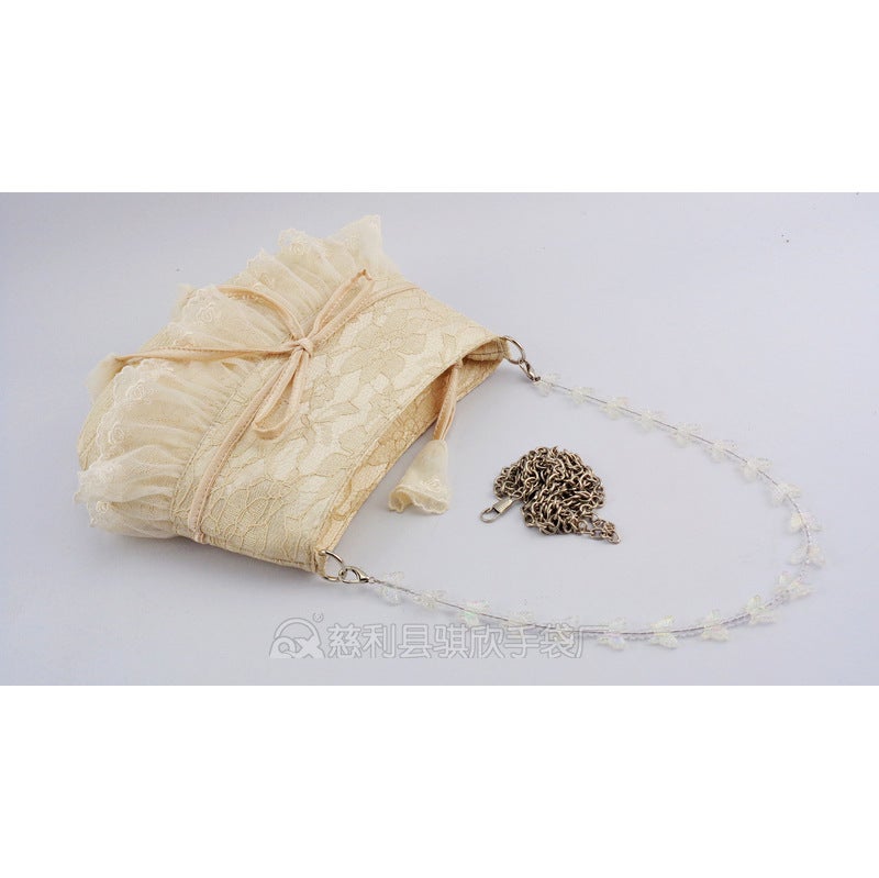 [Spot] Retro Lace Bow Lace Sweet Lady Shoulder Bag Armpit Bag Qx21049 - Image 4