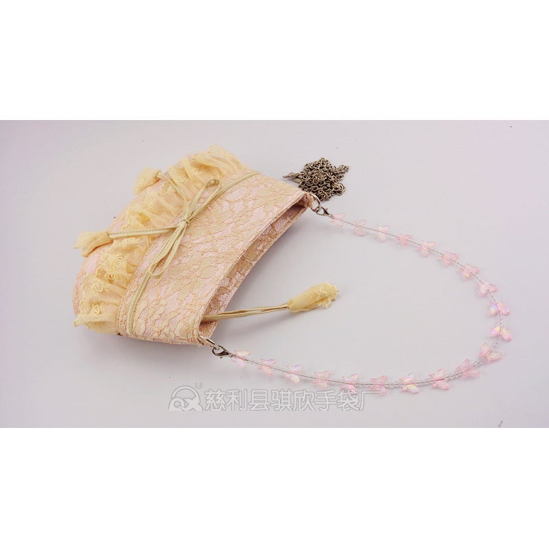 [Spot] Retro Lace Bow Lace Sweet Lady Shoulder Bag Armpit Bag Qx21049 - Image 5