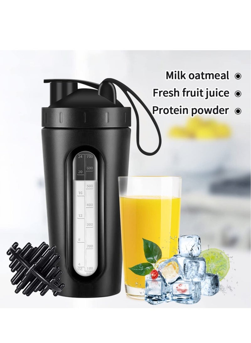 Excefore Protein Shaker Bottle, Black 28oz Shaker Bottles for Protein Mixes and Pre Workout, Visible Window, Stainless Steel Shaker Bottle Leak Proof - Image 4