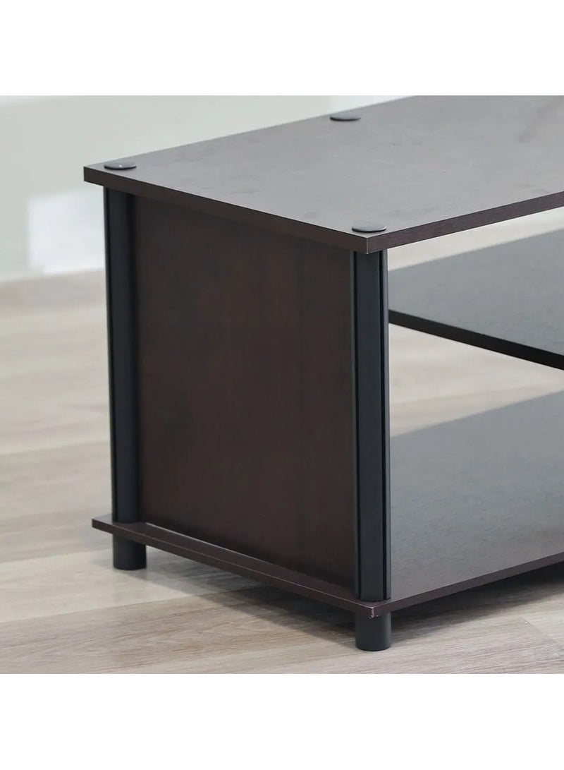 DANUBE HOME Torkay TV Cabinet For Up To 32 Inches TV With Storage Entertainment Modern Design Wall Unit Furniture Wooden TV Stand For Living Room Bedroom TV Unit Rack L120xW40xH40.5cmDark Brown  - Image 5