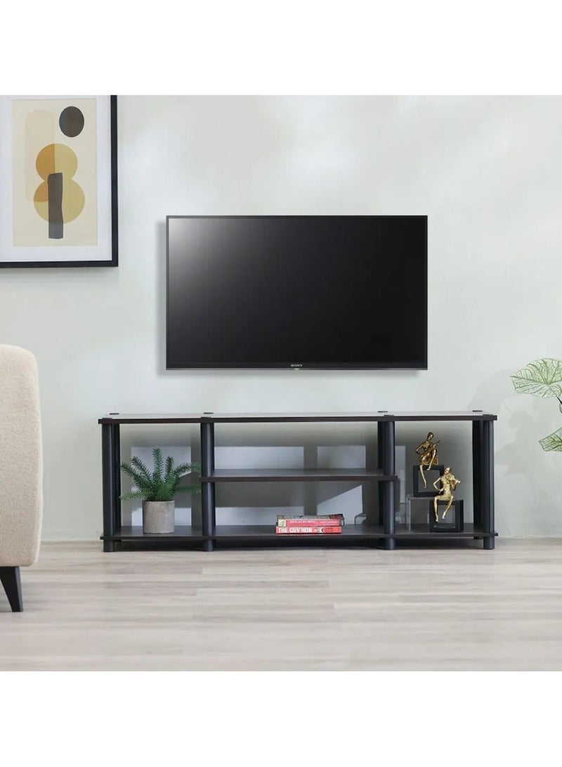 DANUBE HOME Torkay TV Cabinet For Up To 32 Inches TV With Storage Entertainment Modern Design Wall Unit Furniture Wooden TV Stand For Living Room Bedroom TV Unit Rack L120xW40xH40.5cmDark Brown  - Image 1