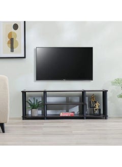 DANUBE HOME Torkay TV Cabinet For Up To 32 Inches TV With Storage Entertainment Modern Design Wall Unit Furniture Wooden TV Stand For Living Room Bedroom TV Unit Rack L120xW40xH40.5cmDark Brown  - Image 1