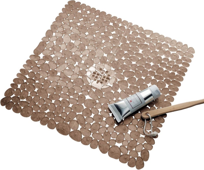 Interdesign Pebblz Non-Slip Shower Mat in Amber Brown - 22" x 22" - Image 1
