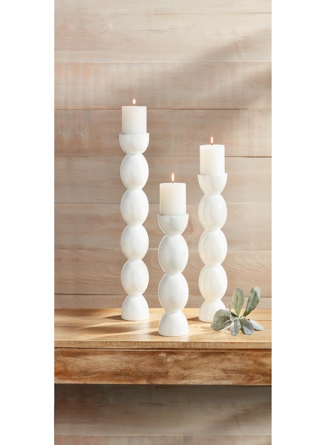 Mud Pie Med White Lacquer Candlestick - Image 2