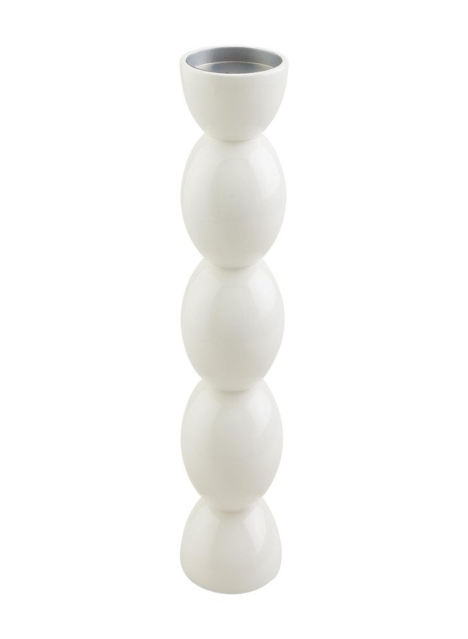 Mud Pie Med White Lacquer Candlestick - Image 1