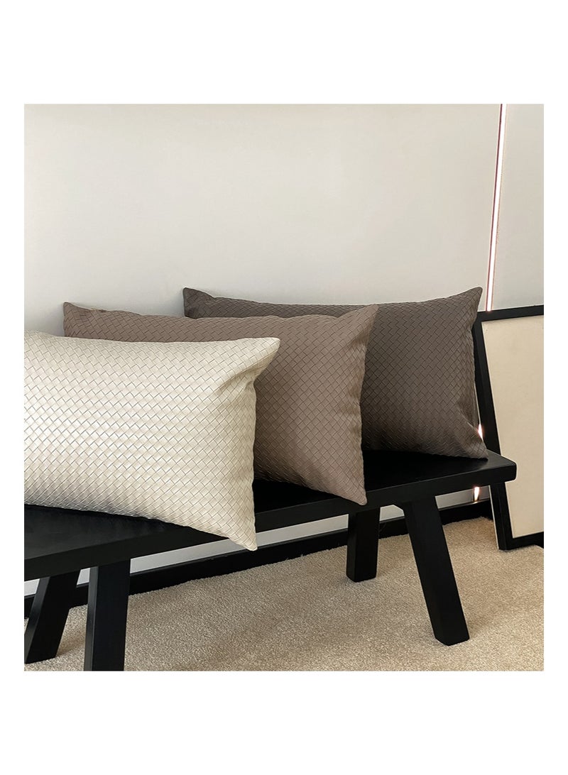 Aikanbo PU Woven Imitation Leather Lumbar Pillow Combination（Includes Pillowcase and Pillow Core），All-Weather Patio Pillow, Ready to Use When Opened, for Home Garden Furniture Decoration (Orange Brown) - Image 4