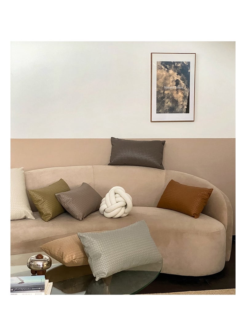 Aikanbo PU Woven Imitation Leather Lumbar Pillow Combination（Includes Pillowcase and Pillow Core），All-Weather Patio Pillow, Ready to Use When Opened, for Home Garden Furniture Decoration (Orange Brown) - Image 2