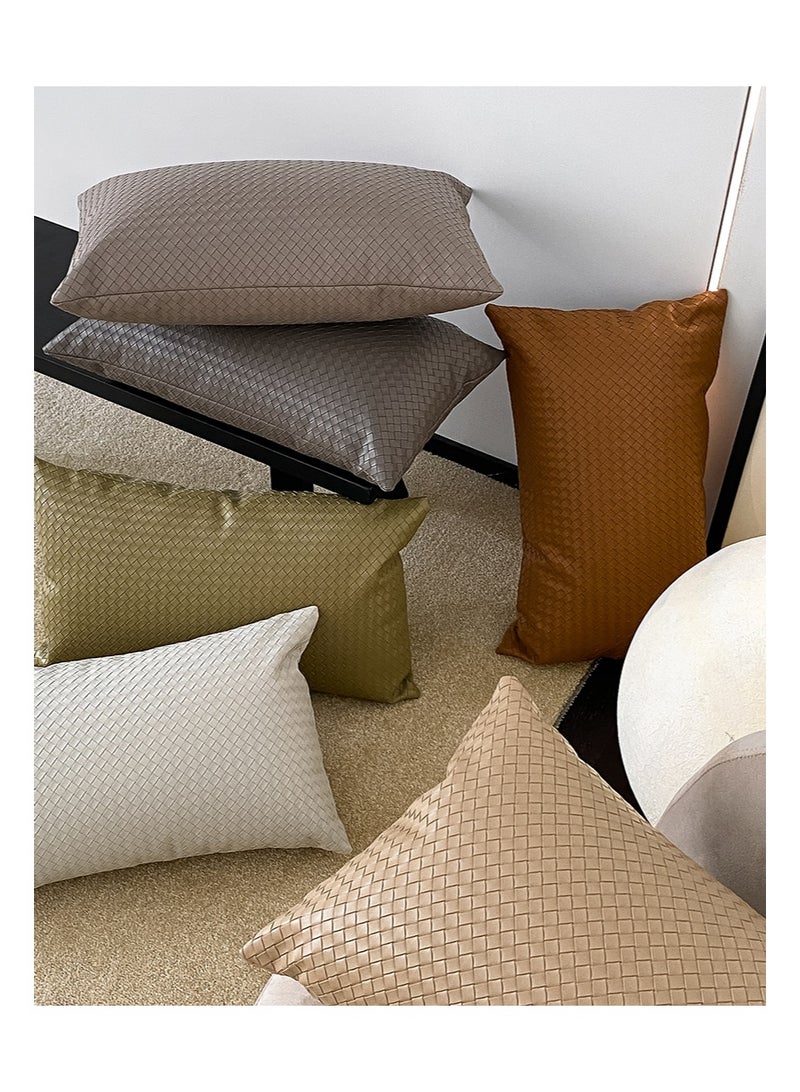 Aikanbo PU Woven Imitation Leather Lumbar Pillow Combination（Includes Pillowcase and Pillow Core），All-Weather Patio Pillow, Ready to Use When Opened, for Home Garden Furniture Decoration (Orange Brown) - Image 5