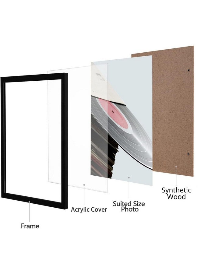 eletecpro 12.5x12.5 Black Record Frame, Sturdy and Lightweight, PVC Album Frame Made to Display Vinyl Records, Home Decor LP Record Frame for Wall Easy to Hang Suit to 12x12 LP Covers, 4 Pack - Image 1