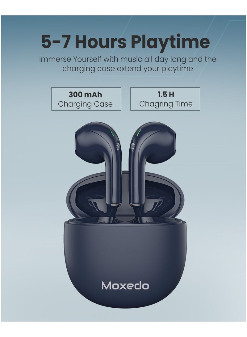 Moxedo True Wireless Earbuds S6 Bluetooth 5.3 7 Hours Playing Time 300 mAh Charging Case (Blue) - Image 5