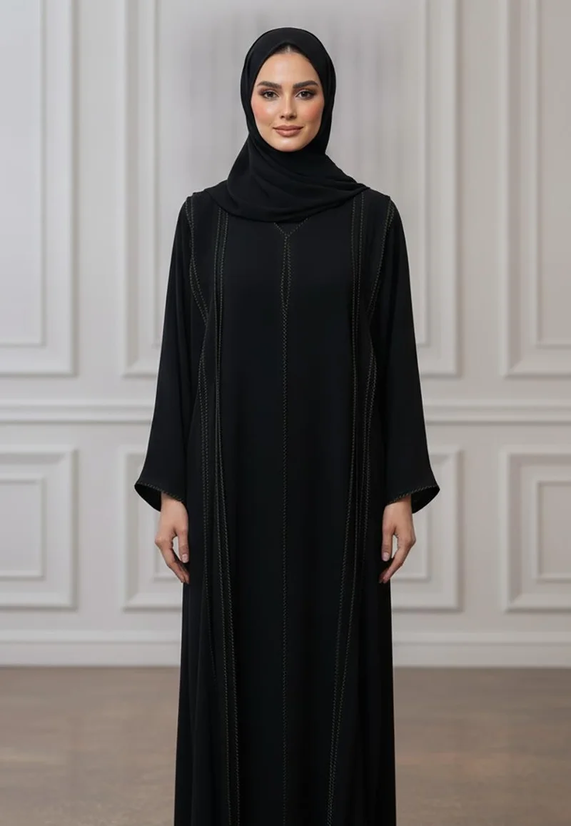 Nukhbaa  Geometric Stitch Abaya | Nida Fabric-916 for Women | Best Price UAE