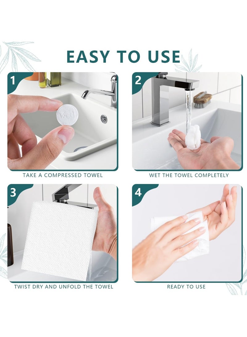 Fasola 100 Pieces Compressed Towels Portable Disposable Mini Compressed Coin Tissue Toilet Paper Tablets for Travel, Camping, Hiking, Sport, Beauty Salon, Home Hand Wipes  - Image 3