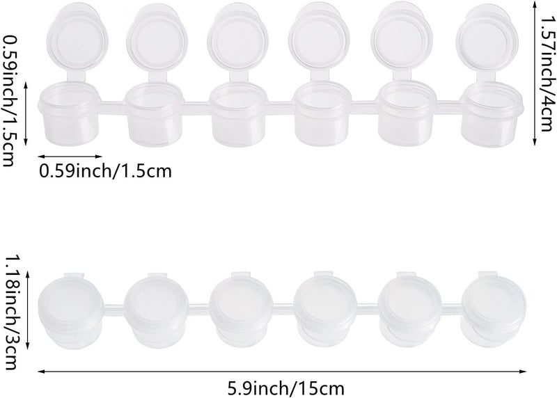 ZEAYEA 100 Strips 600 Pots Paint Pots Strips, 2ml/ 0.07 oz Empty Paint Cup Pots with Lids, Arts Crafts Plastic Storage Containers for Classrooms Schools Paintings Art Summer Camps - Image 2