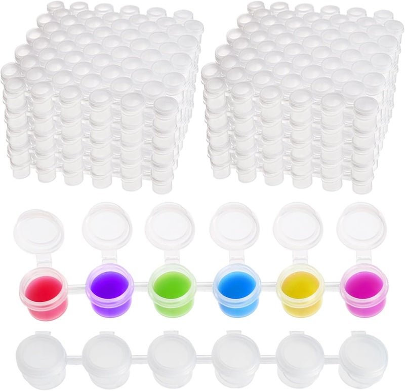 ZEAYEA 100 Strips 600 Pots Paint Pots Strips, 2ml/ 0.07 oz Empty Paint Cup Pots with Lids, Arts Crafts Plastic Storage Containers for Classrooms Schools Paintings Art Summer Camps - Image 1