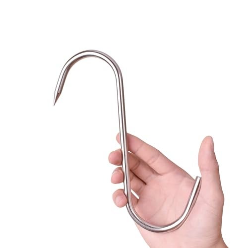 Alele Stainless Steel Heavy Duty Butcher Hooks - 8Inch Meat Processing Tool for Hanging, Smoking, Drying (4 Pack) - Image 1