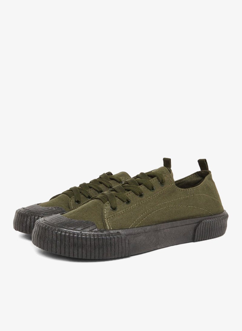 Styli Men Olive Green Canvas Sneakers - Image 2