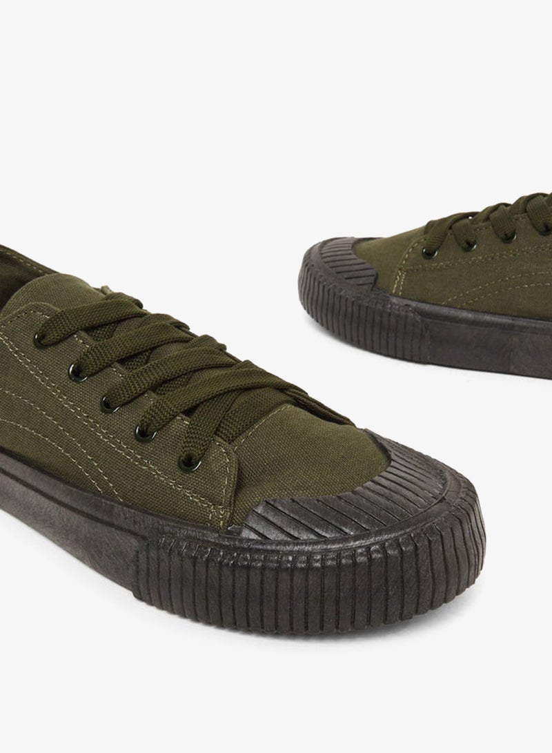 Styli Men Olive Green Canvas Sneakers - Image 3