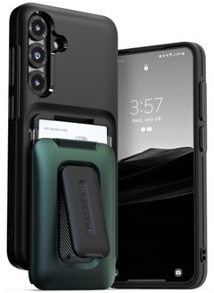 VRS Design D-Wallet Orb Samsung Galaxy S25 PLUS Case Cover Wallet [3 Card] Credit Holder Slot [Semi Automatic] Built-in [Kickstand] - Metallic Green 