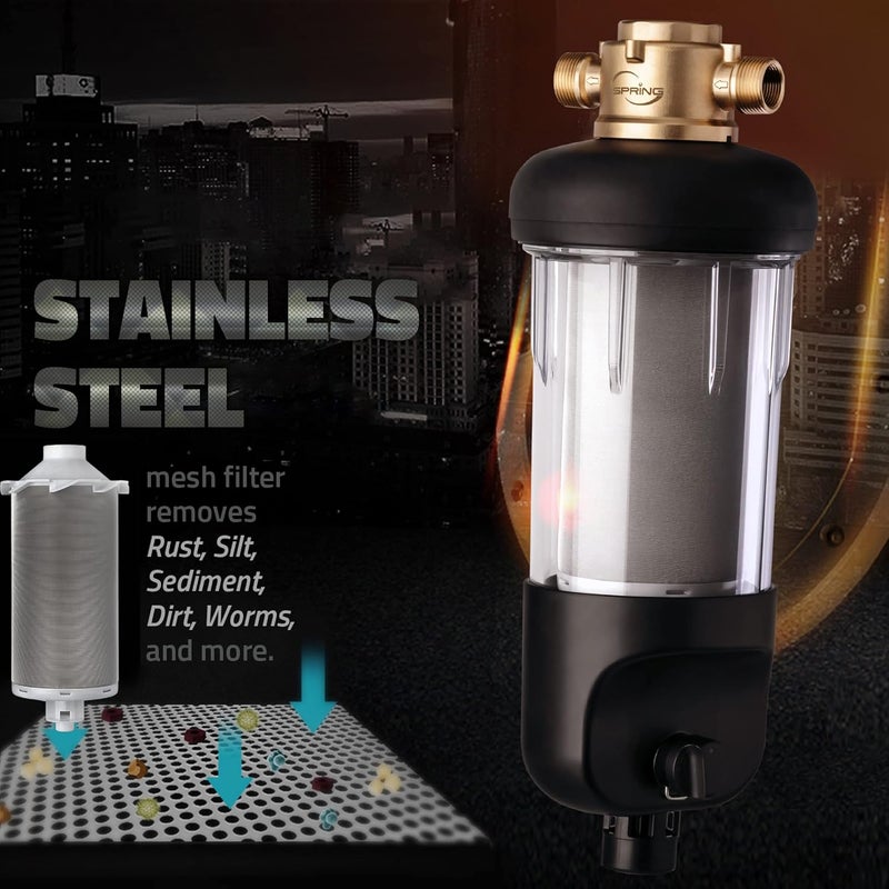 iSpring فلتر مياه ترسيب قابل لإعادة الاستخدام iSpring WSP500J بحجم كبير سعة كبيرة 500 ميكرون قابل للغسل مسبقًا 1 MNPT 34 FNPT نحاس خالي من الرصاص - Image 2