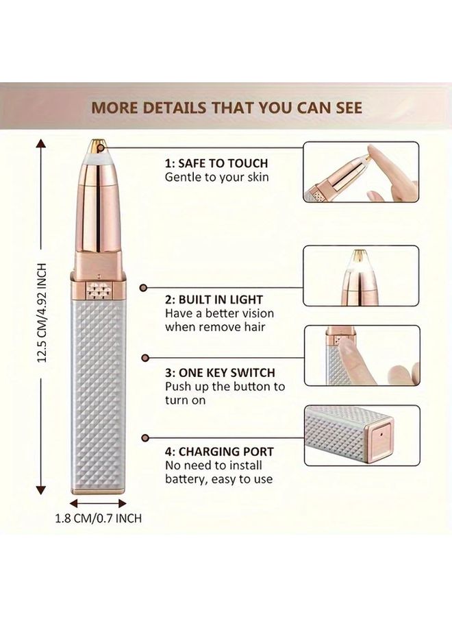 ترقية الوردي USB قابل لإعادة الشحن لإزالة شعر النساء وتقليم الحواجب أداة متعددة الأغراض دقيقة - Image 2