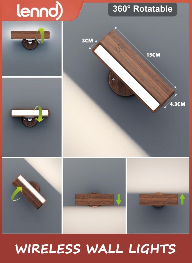 LENND Wall Sconces Rechargeable,Wireless Wall Lights Indoor,Wall Mounted Lamp with Touch Control Dim 360°Rotation, Cordless Stick On Wall Light for Bedroom Reading Bedside Living Room(1 Pack) - Image 4