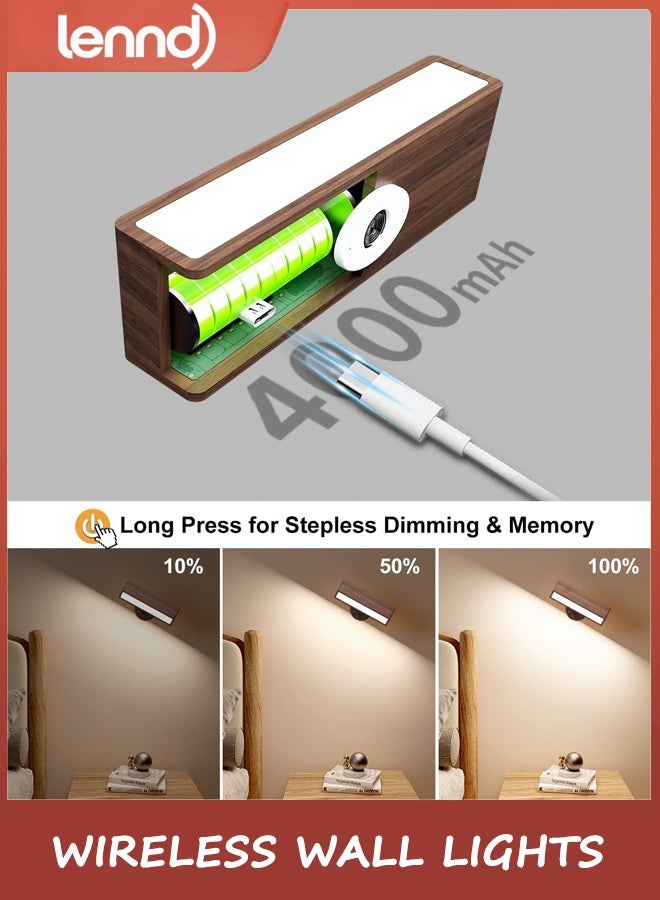 LENND Wall Sconces Rechargeable,Wireless Wall Lights Indoor,Wall Mounted Lamp with Touch Control Dim 360°Rotation, Cordless Stick On Wall Light for Bedroom Reading Bedside Living Room(1 Pack) - Image 3