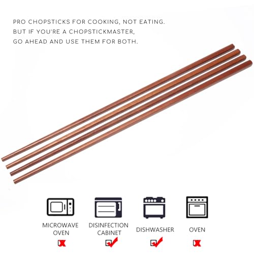 Donxote 6-Pairs 16.5-Inch Wooden Cooking Chopsticks Set - Long Reusable Chopsticks for Wok Cooking, Noodle Frying, and Asian Deep-Frying - Ideal for Kitchen Use - Image 2