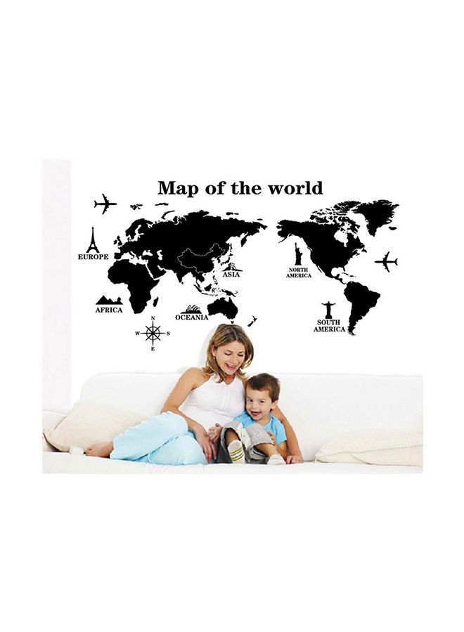 NIBEMINENT Map Of The World Wall Sticker Black 69 x 90cm