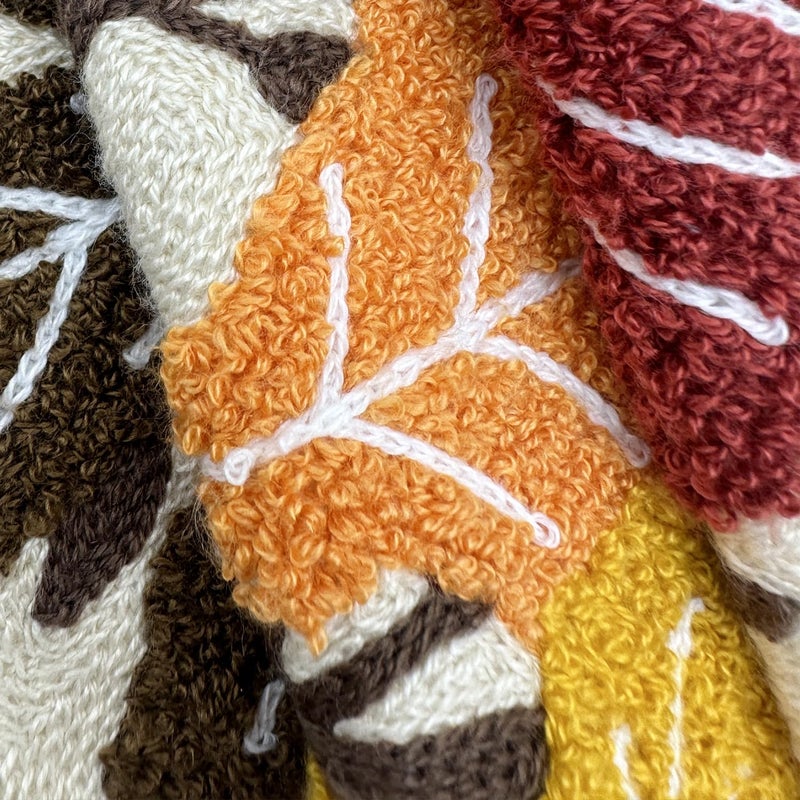 Alysheer Embroidered Fall Decorative Throw Pillow Cover 18""x 18""  Boho Farmhouse Cottage Tufted Embroidery Pattern Cotton Canvas Orange Cushion Case for Sofa Couch Bed Living Room Decor(Maple Leaves) - Image 4