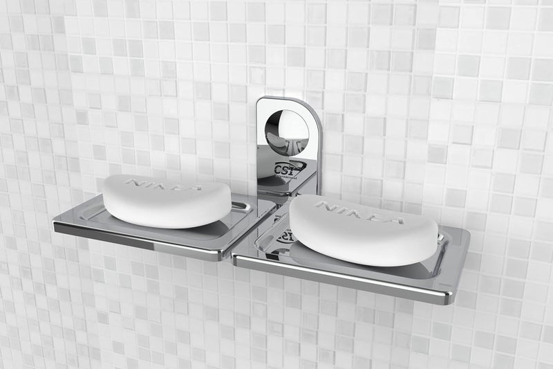 CSI INTERNATIONAL Stainless Steel Double Soap Holder for Bathroom | Rustproof Wall-Mounted Soap Dish Stand | Premium Bathroom Accessories for Shower & Sink - Pack of 1 - Image 2