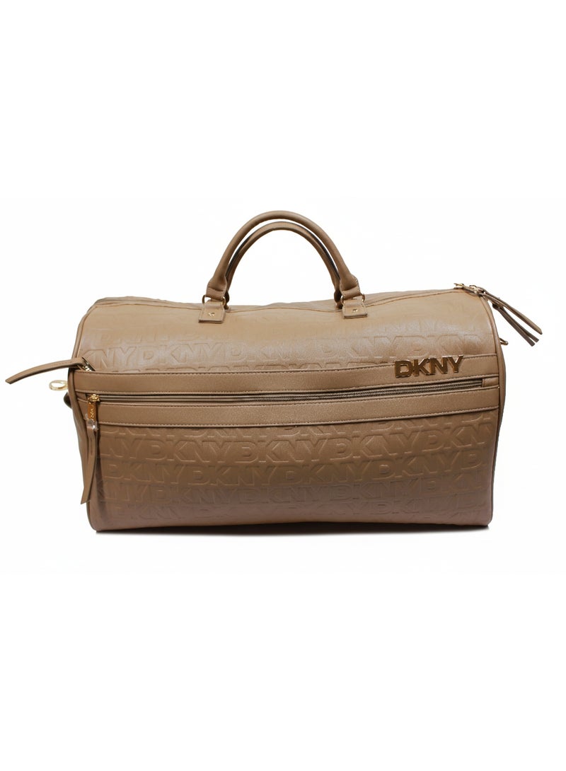 Dkny Vertical Embossed Duffle Bag for Unisex | Ultra Lightweight Wheels 2 Color Walnut - Image 1