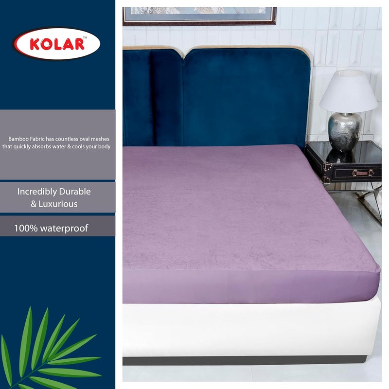 Kolar Premium Bamboo Mattress Protector 100 Water Proof Protector King Size 78x72 Inches Breathable and Hypoallergenic Ultra Soft Fitted Bed Protector Cover Lavender - Image 5