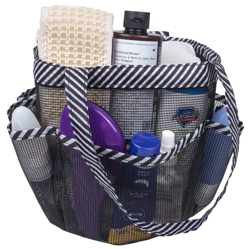 أتومو Attmu 2 Pack Mesh Meesh Shower Caddy محمولة للكلية الأساسية غرفة النوم مع 8 جيوب معلقة دش سلة سلة مسكن سريعة للحمام - Image 4