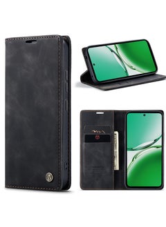 CaseMe Phone Case Luxury PU Leather Design 013 Flip Cover Card Slot Holder Cover For Oppo Reno 12F (Black)  - Image 1