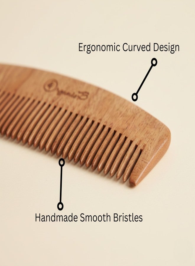Organic B Moon Shaped Wooden Comb for Women Hair Growth - Handmade 100% Neem Wood Comb - Anti-Static, Plastic-Free, Neem Comb for Hair Growth, Pocket & Travel Friendly, Gentle Detangling - Image 2