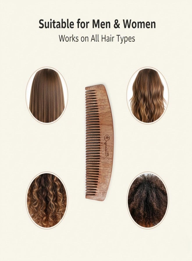Organic B Moon Shaped Wooden Comb for Women Hair Growth - Handmade 100% Neem Wood Comb - Anti-Static, Plastic-Free, Neem Comb for Hair Growth, Pocket & Travel Friendly, Gentle Detangling - Image 4