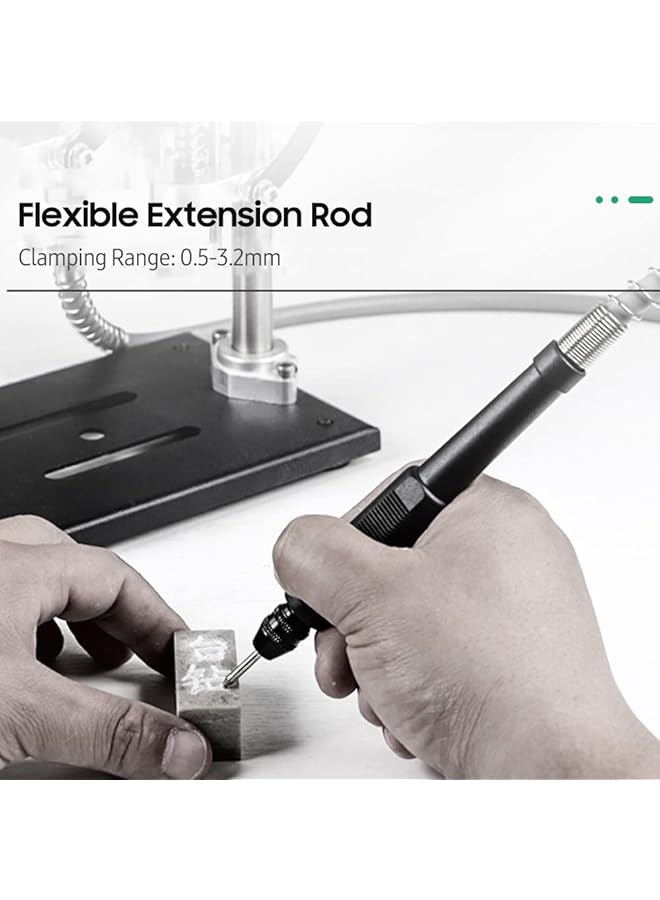إيروريكس طقم حامل مثقاب طاولة صغير مع قضيب تمديد ملزمة وسرعة متغيرة وآلة حفر كهربائية محمولة على سطح الطاولة وطاولة عمل مثقاب دقيقة لإصلاح الخشب والبلاستيك والمعادن بنفسك - Image 3