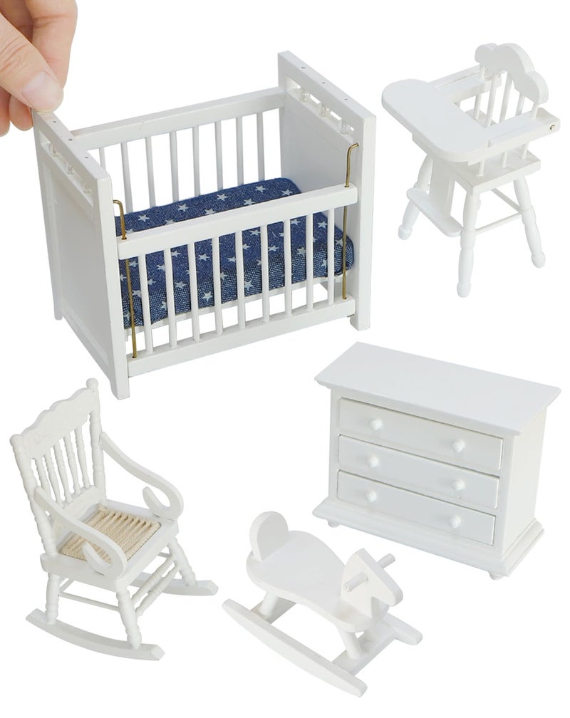 iLAND Miniature Dollhouse Furniture for Nursery Babyroom on 112 Scale Realisitc Doll House Furniture and Accessories Set Lovely for Teens Dollhouse Enthusiasts - Image 3