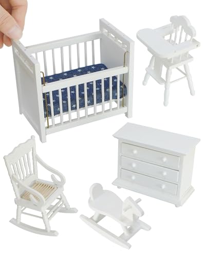 iLAND Miniature Dollhouse Furniture for Nursery Babyroom on 112 Scale Realisitc Doll House Furniture and Accessories Set Lovely for Teens Dollhouse Enthusiasts - Image 1