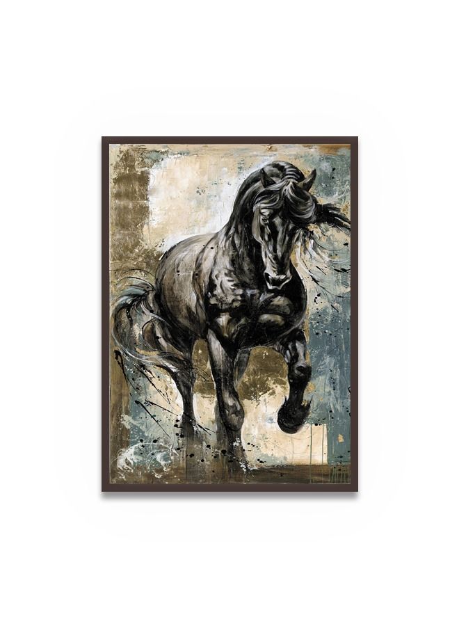 Marktna Canvas Wall Art For Wall Decoration Horse Design With A Hollow Brown Frame Size 120x80cm One Piece - Image 2