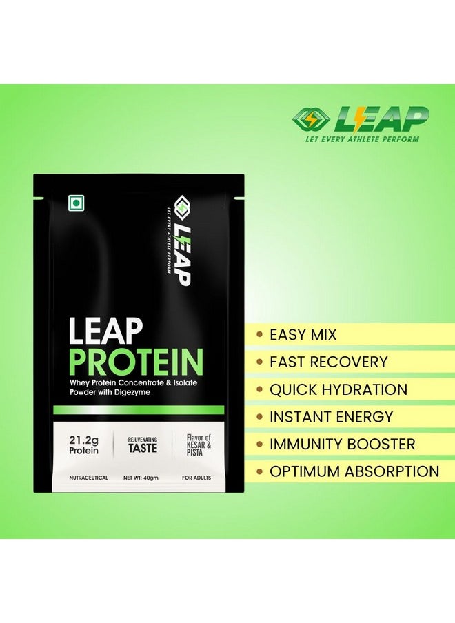 LEAP Leap Protein Whey Protein Concentrate & Isolate Powder With Digezyme - Kesar Pista Flavor (Leap Protein Sachets Pack-5)  - Image 4