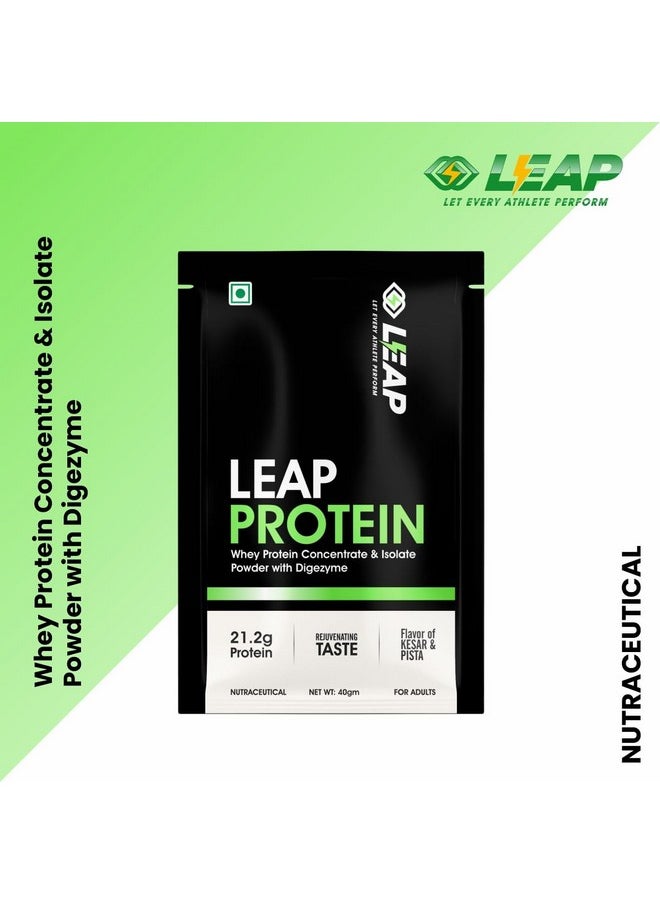 LEAP Leap Protein Whey Protein Concentrate & Isolate Powder With Digezyme - Kesar Pista Flavor (Leap Protein Sachets Pack-5)  - Image 3